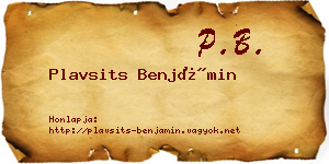 Plavsits Benjámin névjegykártya